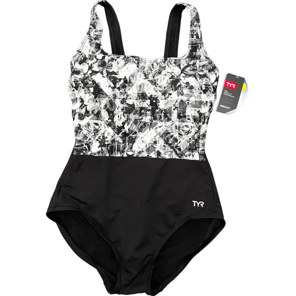 TYR DuraFast Elite MAKAI Scoop Neck ControlFit 1pc Swimsuit Black Size 8 $80